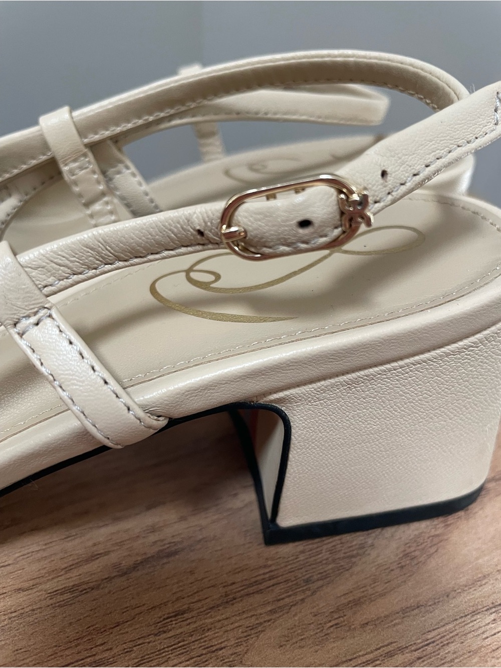 Sam Edelman “Tara” Cream and Black Slingback Block Heels - Picture 4 of 8